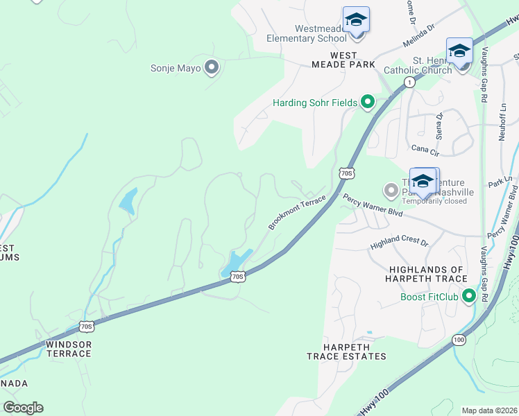 map of restaurants, bars, coffee shops, grocery stores, and more near 2900 Hillmeade Court in Nashville