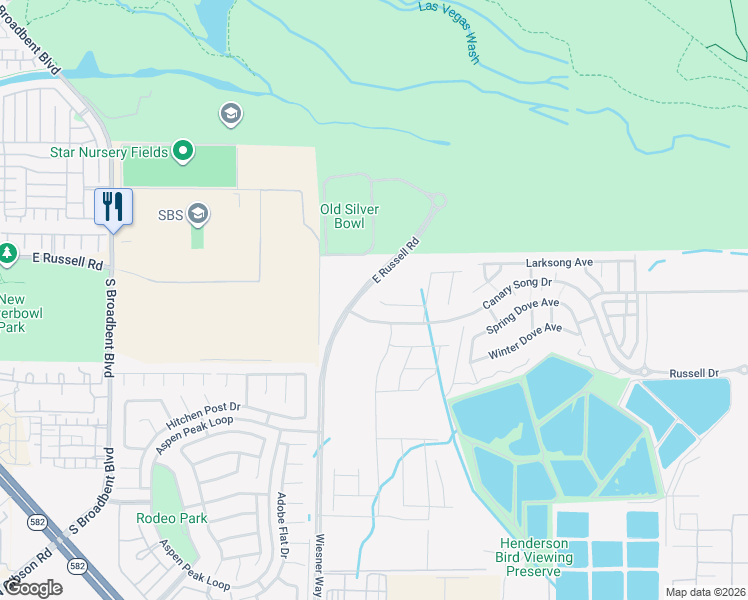 map of restaurants, bars, coffee shops, grocery stores, and more near 542 Red Lovebird Avenue in Henderson