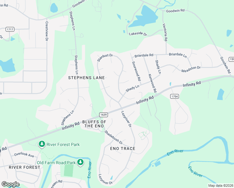 map of restaurants, bars, coffee shops, grocery stores, and more near 5100 Stardust Drive in Durham