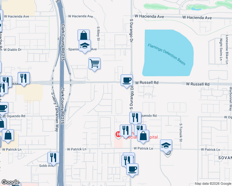 map of restaurants, bars, coffee shops, grocery stores, and more near 5761 CRENELLATED STREET in Las Vegas