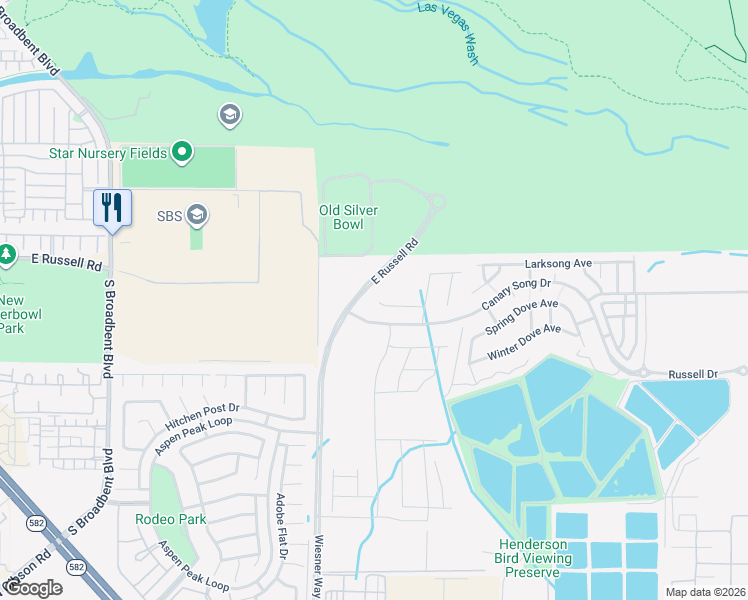 map of restaurants, bars, coffee shops, grocery stores, and more near 542 Red Lovebird Avenue in Henderson