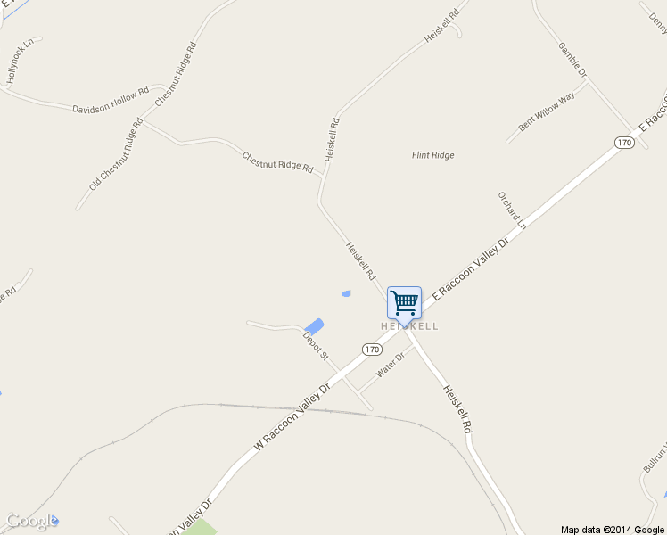 map of restaurants, bars, coffee shops, grocery stores, and more near 9545 Heiskell Road in Heiskell