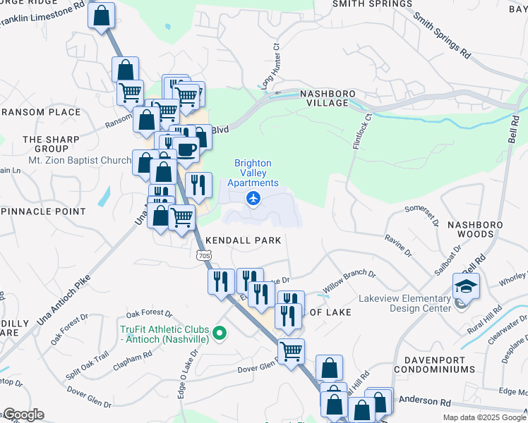 map of restaurants, bars, coffee shops, grocery stores, and more near 508 Brooksboro Terrace in Nashville