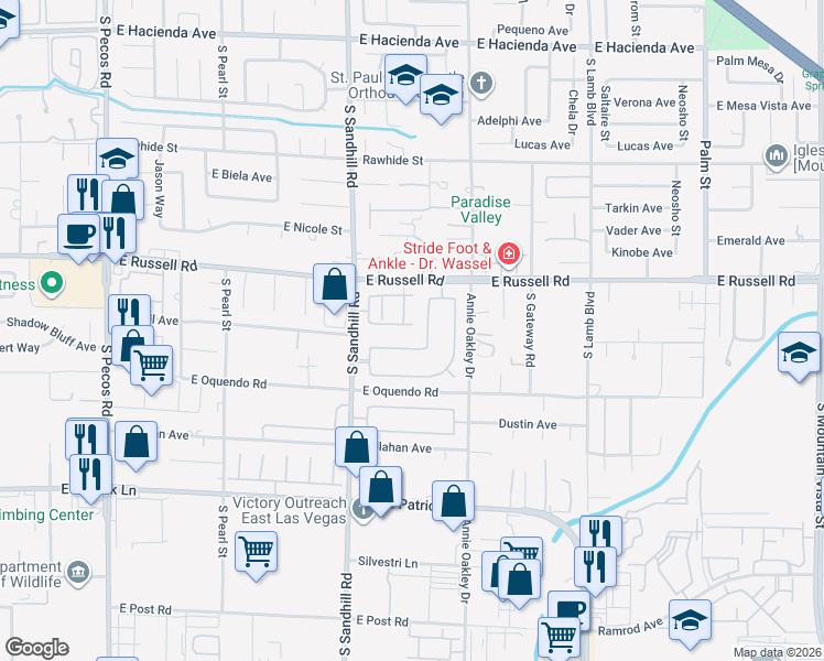 map of restaurants, bars, coffee shops, grocery stores, and more near 3897 Peachgate Avenue in Las Vegas