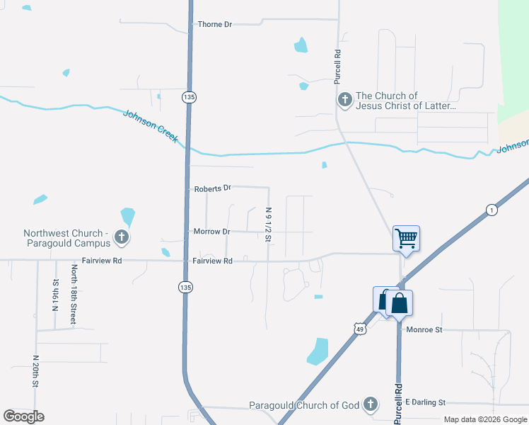 map of restaurants, bars, coffee shops, grocery stores, and more near 2106 North 9 1/2 Street in Paragould