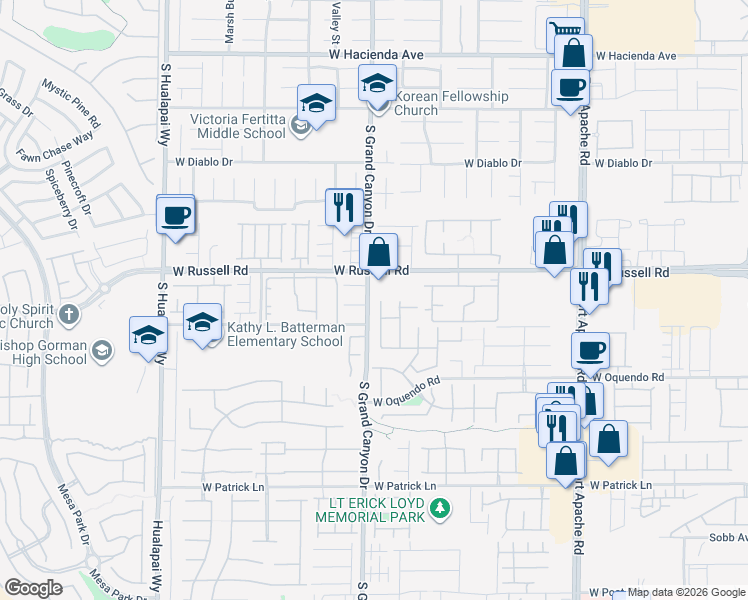 map of restaurants, bars, coffee shops, grocery stores, and more near 5763 Field Breeze Street in Las Vegas