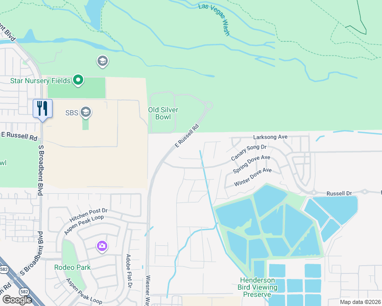 map of restaurants, bars, coffee shops, grocery stores, and more near 1127 Northern Cardinal Drive in Henderson