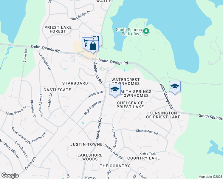 map of restaurants, bars, coffee shops, grocery stores, and more near 3404 Anderson Road in Nashville