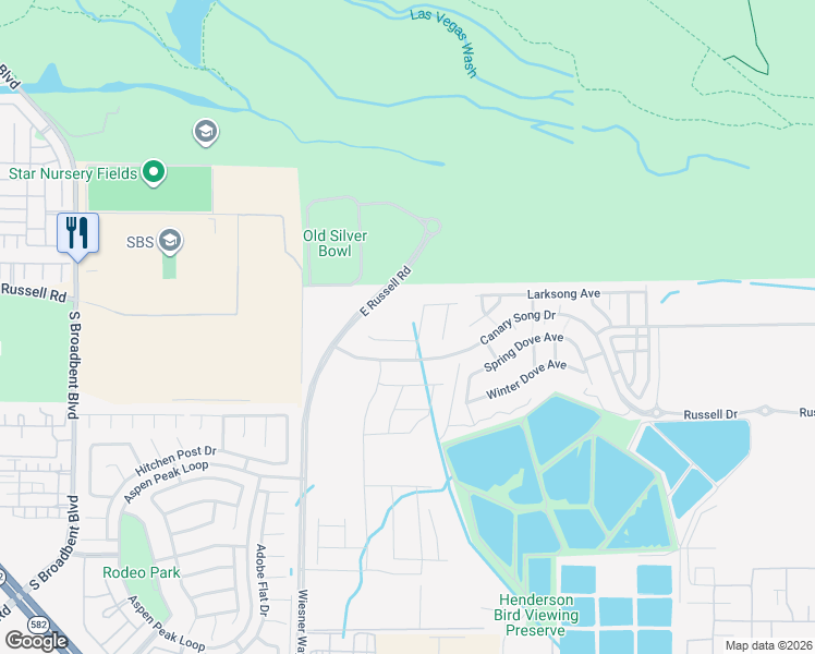 map of restaurants, bars, coffee shops, grocery stores, and more near 1130 Northern Cardinal Drive in Henderson