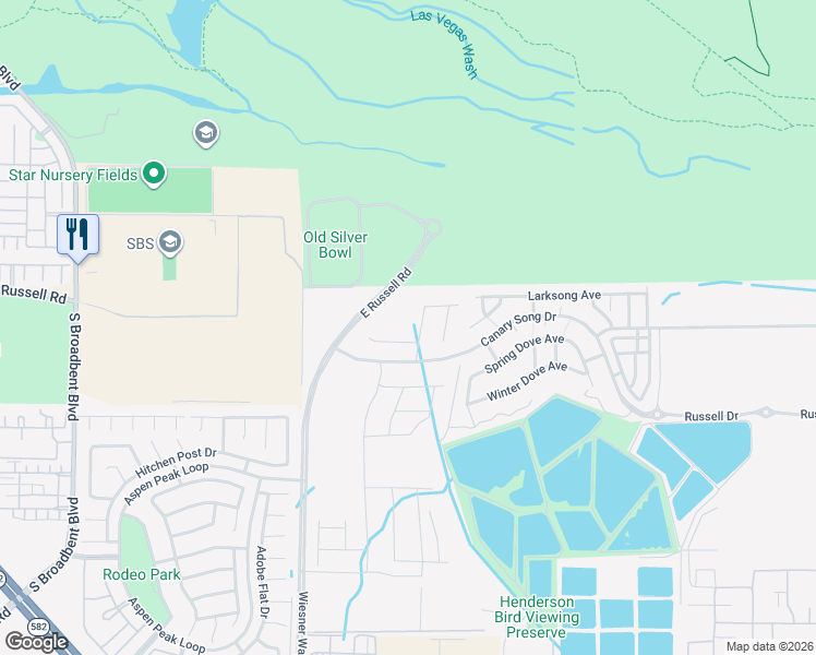 map of restaurants, bars, coffee shops, grocery stores, and more near 1130 Northern Cardinal Drive in Henderson