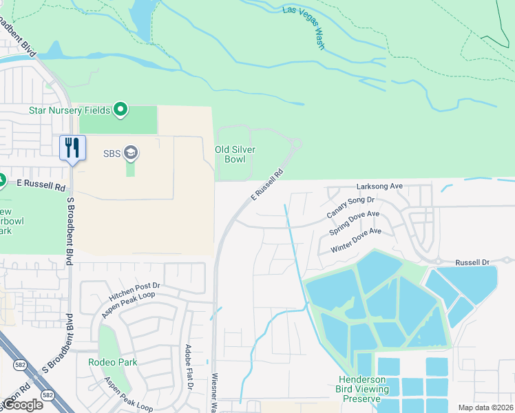 map of restaurants, bars, coffee shops, grocery stores, and more near 5632-5824 Wiesner Way in Henderson