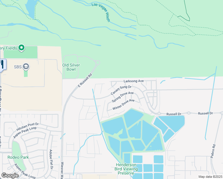 map of restaurants, bars, coffee shops, grocery stores, and more near 6800 East Russell Road in Las Vegas
