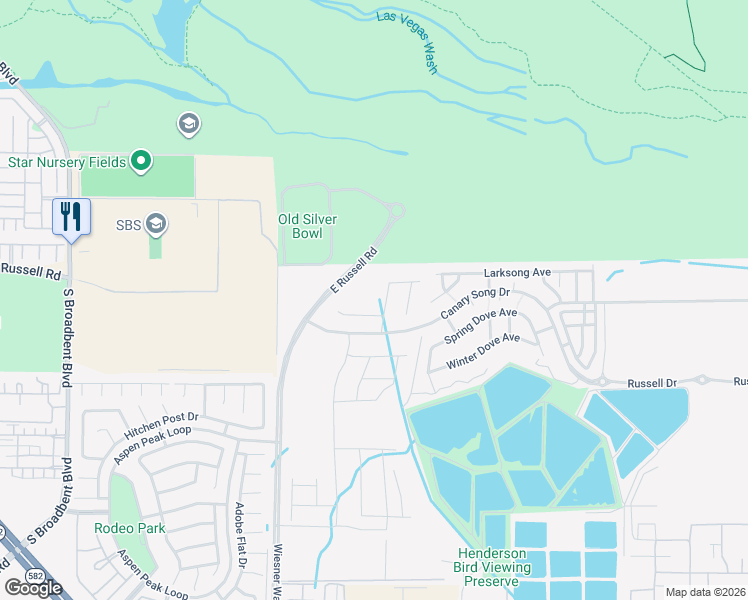 map of restaurants, bars, coffee shops, grocery stores, and more near 1132 Northern Cardinal Drive in Henderson