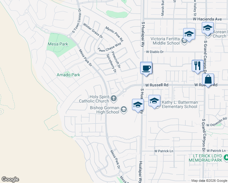 map of restaurants, bars, coffee shops, grocery stores, and more near 5757 Garriga Drive in Las Vegas