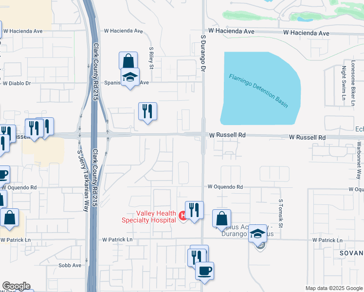 map of restaurants, bars, coffee shops, grocery stores, and more near 5740 CRENELLATED STREET in Las Vegas