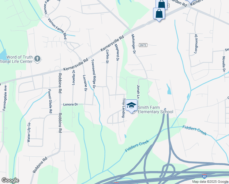 map of restaurants, bars, coffee shops, grocery stores, and more near 292 Maynard Drive in Winston-Salem