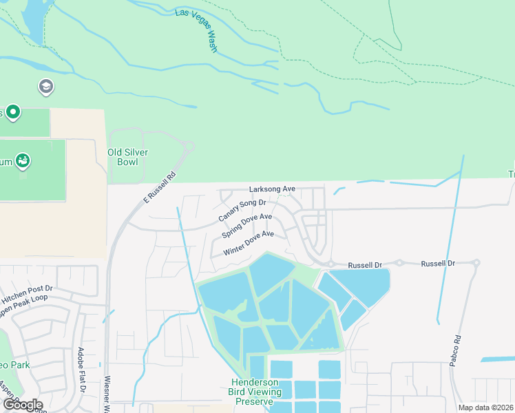 map of restaurants, bars, coffee shops, grocery stores, and more near 6800 East Russell Road in Las Vegas