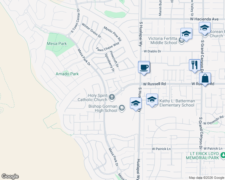 map of restaurants, bars, coffee shops, grocery stores, and more near 5757 Garriga Drive in Las Vegas