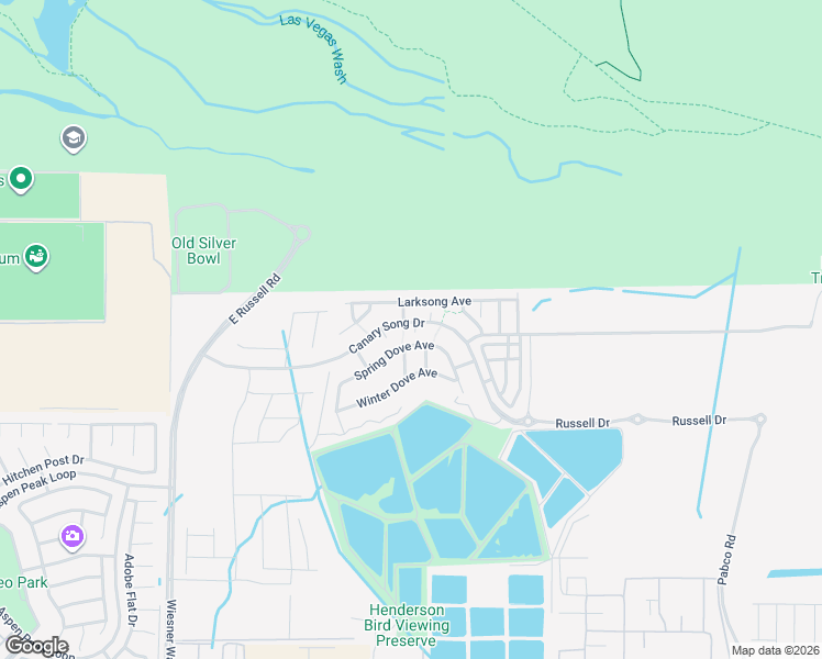 map of restaurants, bars, coffee shops, grocery stores, and more near 6800 East Russell Road in Las Vegas