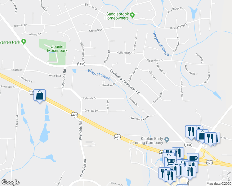 map of restaurants, bars, coffee shops, grocery stores, and more near 7245 Lalanda Drive in Lewisville