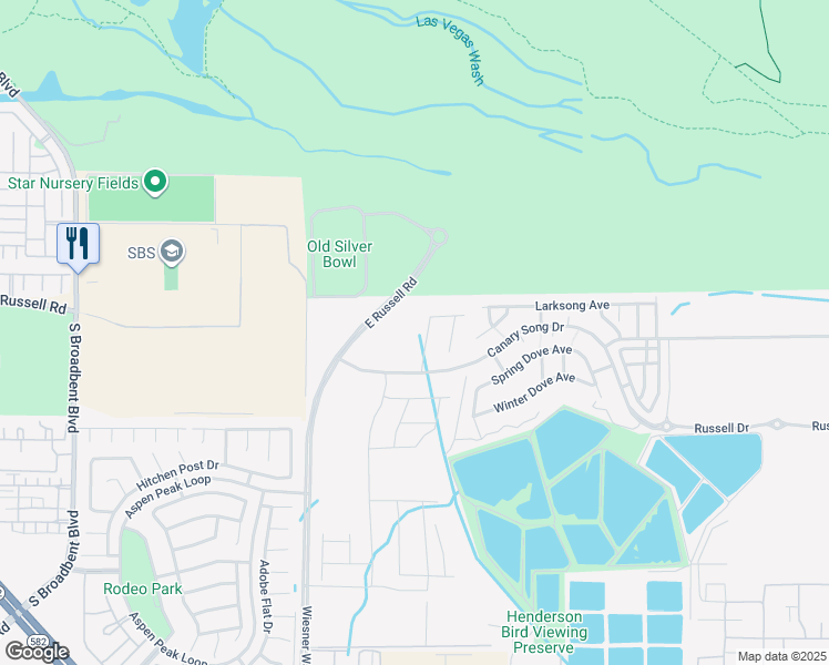 map of restaurants, bars, coffee shops, grocery stores, and more near 1134 Northern Cardinal Drive in Henderson