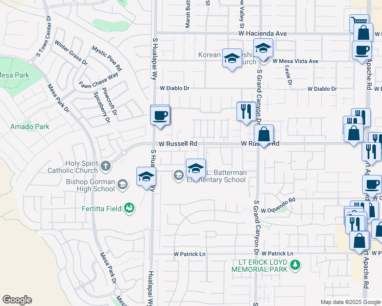 map of restaurants, bars, coffee shops, grocery stores, and more near 10043 Indy Rey Court in Las Vegas