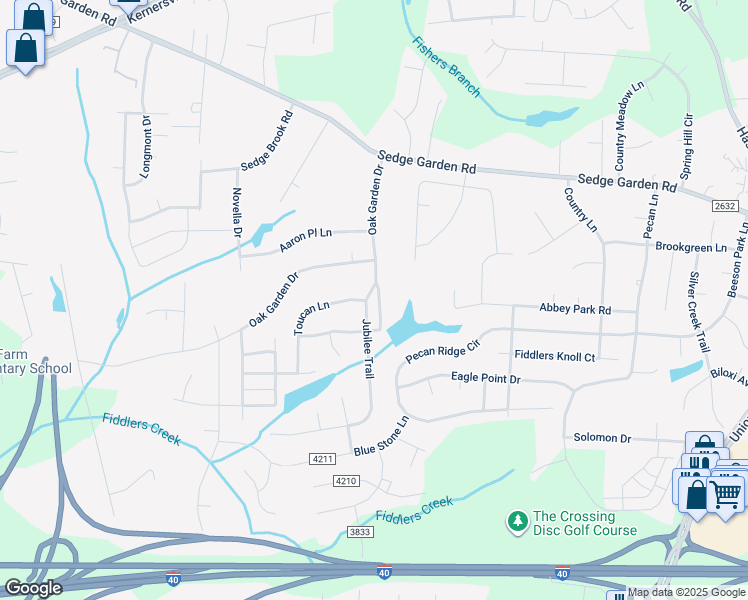 map of restaurants, bars, coffee shops, grocery stores, and more near 1523 Jubilee Trail in Kernersville