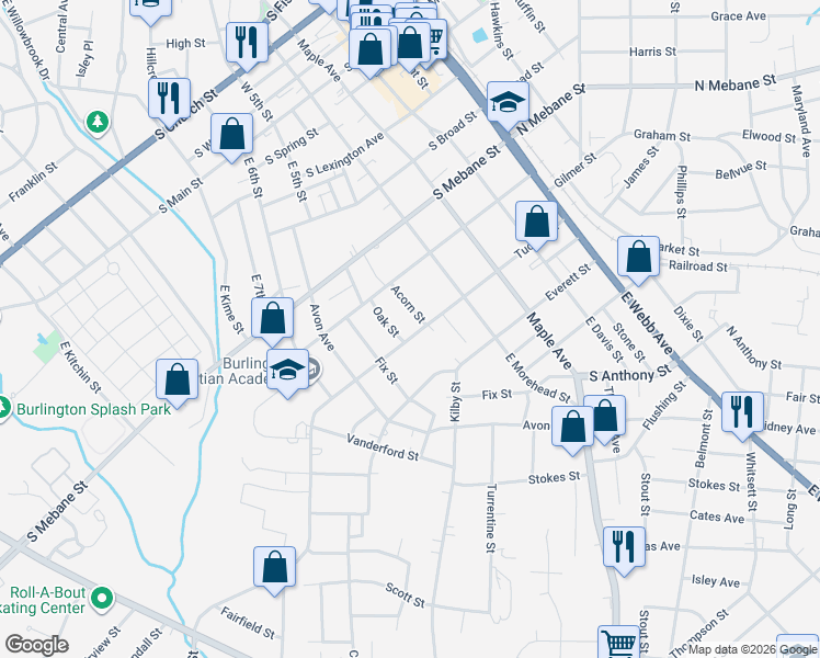 map of restaurants, bars, coffee shops, grocery stores, and more near 636 Tucker Street in Burlington