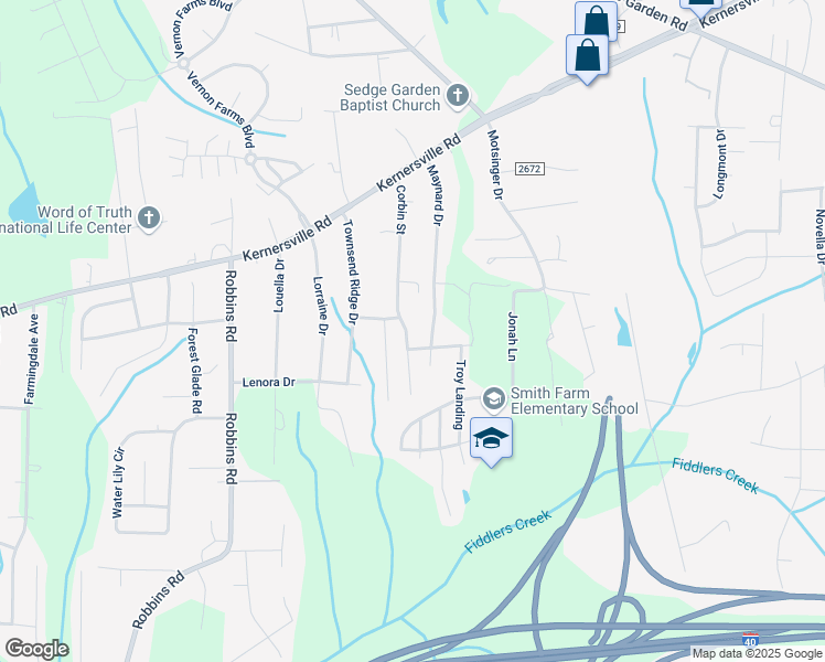 map of restaurants, bars, coffee shops, grocery stores, and more near 300 Maynard Drive in Winston-Salem