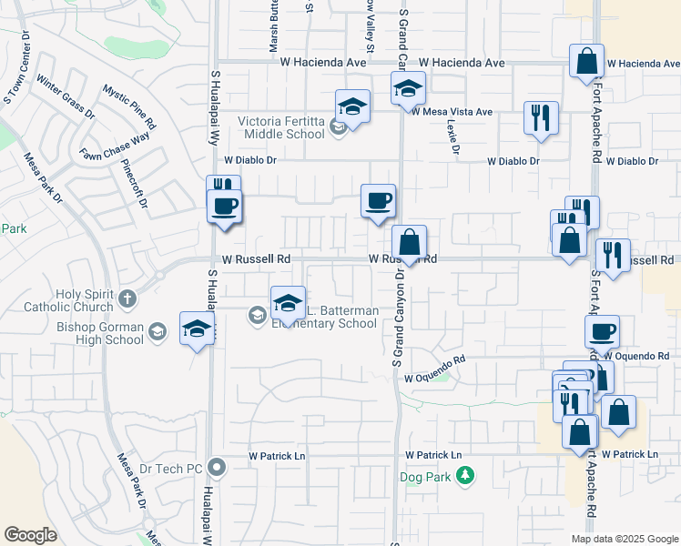map of restaurants, bars, coffee shops, grocery stores, and more near 18 Fine Lace Court in Las Vegas
