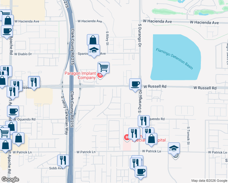 map of restaurants, bars, coffee shops, grocery stores, and more near 5760 Casa Branca Street in Las Vegas