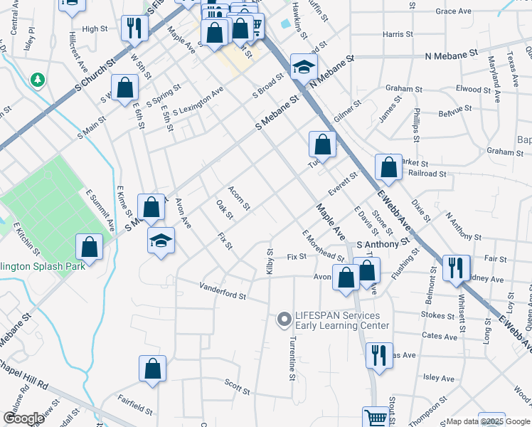 map of restaurants, bars, coffee shops, grocery stores, and more near 619 Everett Street in Burlington