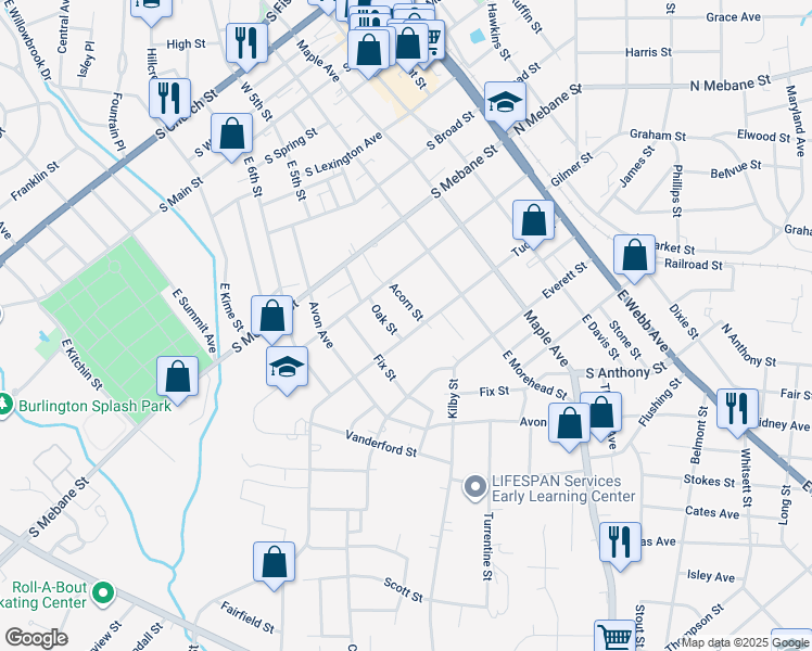 map of restaurants, bars, coffee shops, grocery stores, and more near 636 Tucker Street in Burlington