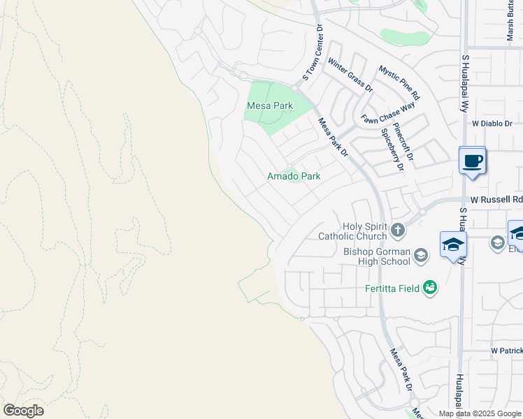 map of restaurants, bars, coffee shops, grocery stores, and more near 5755 Mesa Mountain Drive in Las Vegas