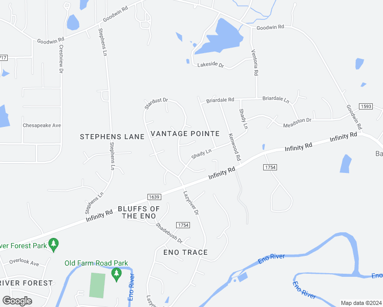 map of restaurants, bars, coffee shops, grocery stores, and more near 1007 Shady Lane in Durham