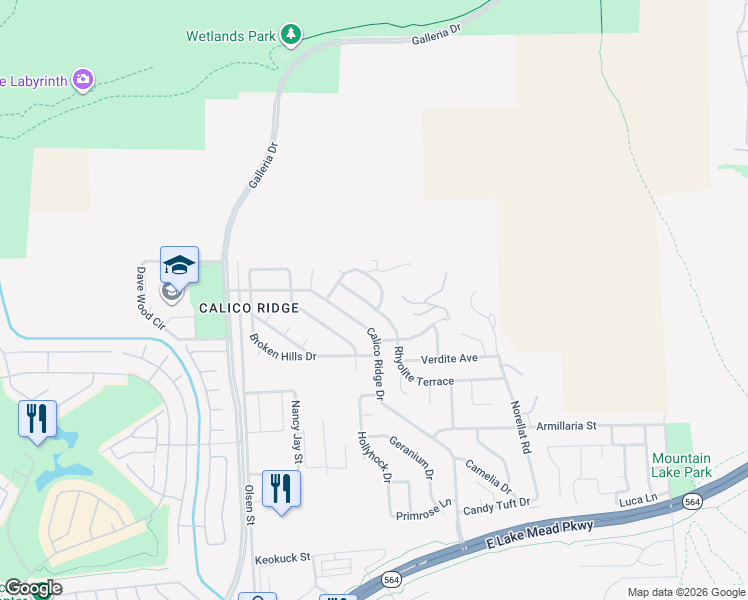 map of restaurants, bars, coffee shops, grocery stores, and more near 909 Rhyolite Terrace in Henderson