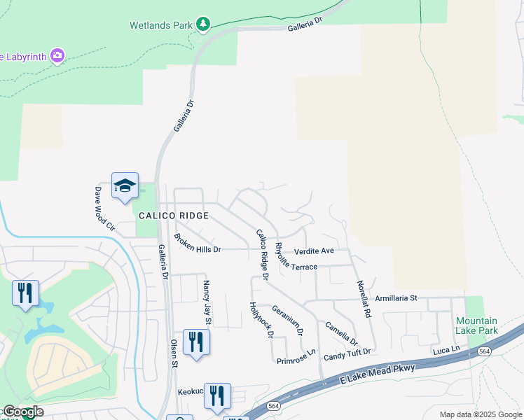 map of restaurants, bars, coffee shops, grocery stores, and more near 909 Rhyolite Terrace in Henderson