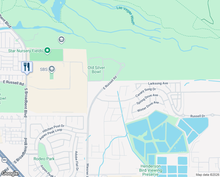 map of restaurants, bars, coffee shops, grocery stores, and more near 522 Red Lovebird Avenue in Henderson