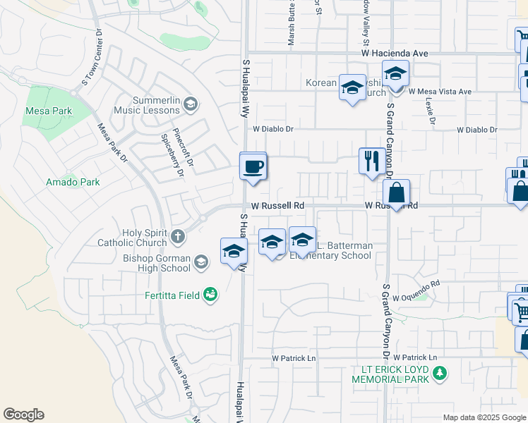 map of restaurants, bars, coffee shops, grocery stores, and more near 10138 Chasewood Avenue in Las Vegas