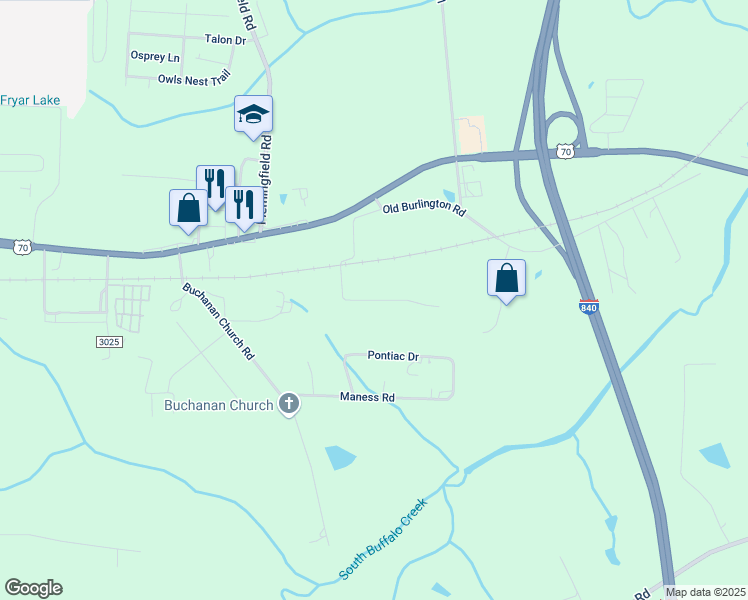 map of restaurants, bars, coffee shops, grocery stores, and more near 143 Wagoner Bend Road in Greensboro