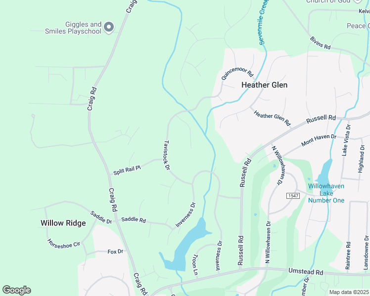 map of restaurants, bars, coffee shops, grocery stores, and more near 134 Heather Ridge Court in Durham