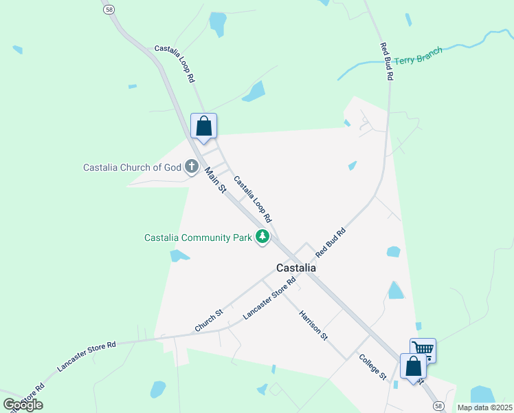 map of restaurants, bars, coffee shops, grocery stores, and more near in Castalia