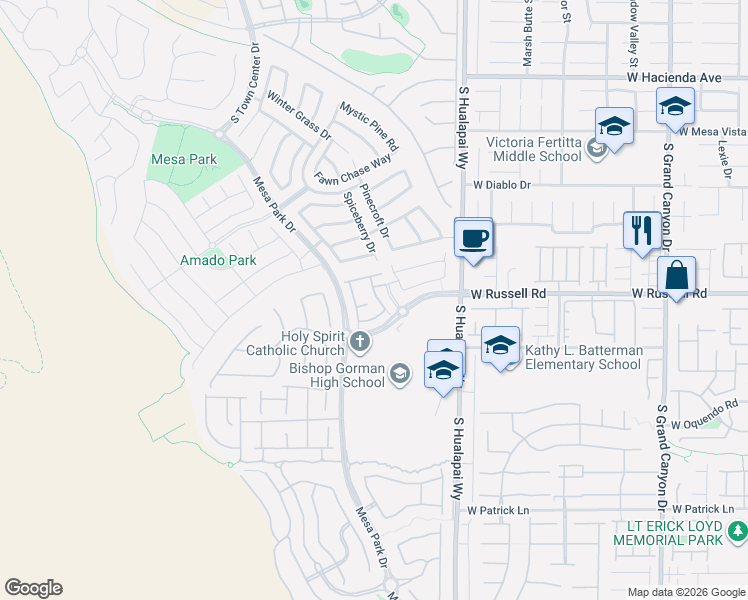 map of restaurants, bars, coffee shops, grocery stores, and more near 5657 Spanish Valor Road in Las Vegas