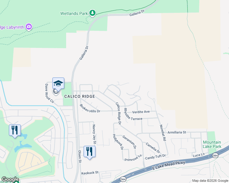 map of restaurants, bars, coffee shops, grocery stores, and more near 905 Rhyolite Terrace in Henderson
