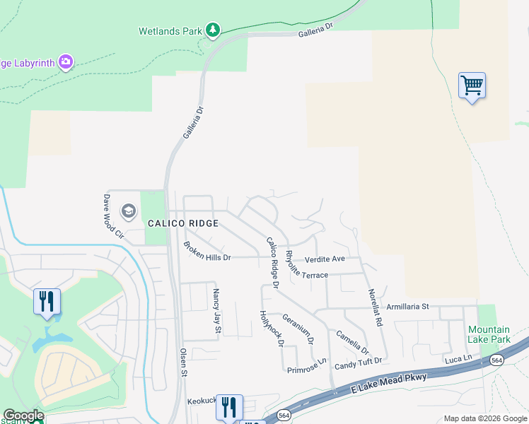 map of restaurants, bars, coffee shops, grocery stores, and more near 905 Rhyolite Terrace in Henderson