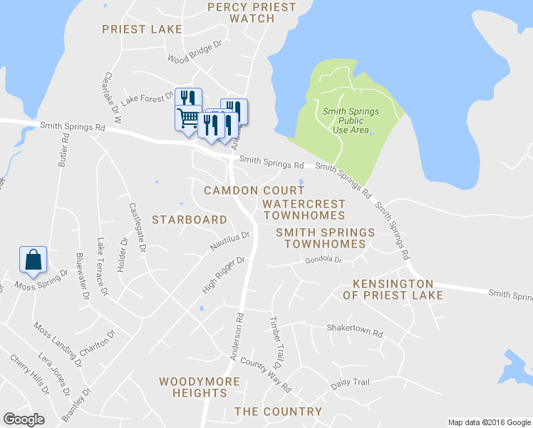 map of restaurants, bars, coffee shops, grocery stores, and more near 3405 Old Anderson Road in Antioch