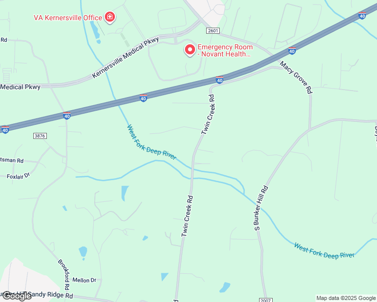 map of restaurants, bars, coffee shops, grocery stores, and more near 824 Twin Creek Road in Kernersville