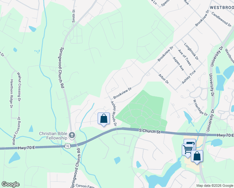 map of restaurants, bars, coffee shops, grocery stores, and more near 128 Fawn Haven Drive in Gibsonville