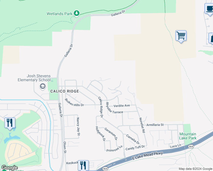 map of restaurants, bars, coffee shops, grocery stores, and more near 1147 Brown Hill Court in Henderson