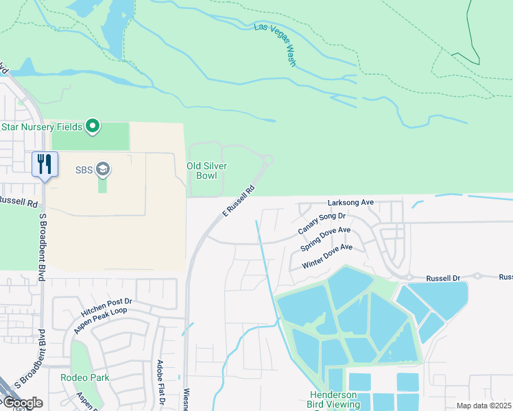 map of restaurants, bars, coffee shops, grocery stores, and more near 502 Red Lovebird Avenue in Henderson